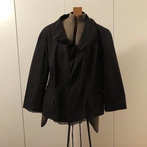 DKNY short jacket w/sheer under skirting tie front